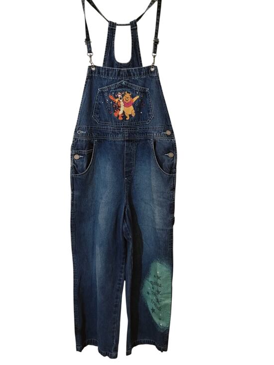 Winnie the Pooh Other - 5637)Vtg 90s Disney Girls Winnie the Pooh & Tigger Denim Bib Overall Glitter 8